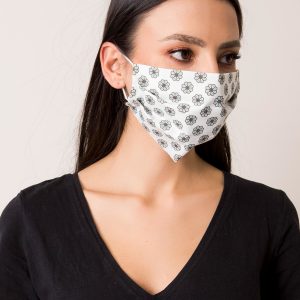 White Patterned Protective Mask