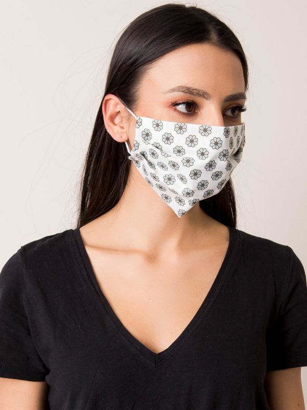 White Patterned Protective Mask