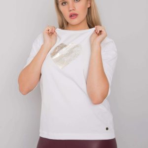 White plus size blouse with Angelique print