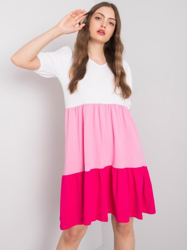 White and pink casual dress Kylie RUE PARIS