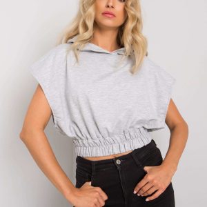 Jeneen Grey Melange Short Sleeve Sweatshirt