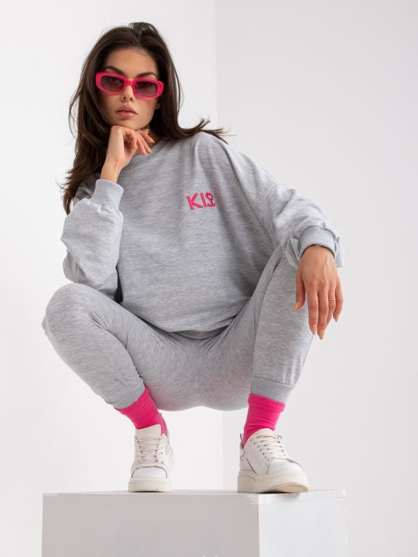 Grey melange sweatshirt set with trousers