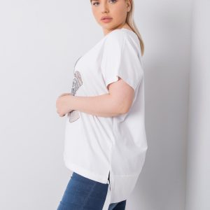 White plus size blouse with Marlene applique