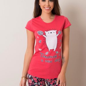 Women's Coral Two Piece Pyjamas