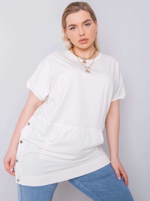 Ecru blouse plus size with pocket Newport