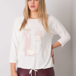 Ecru blouse plus size with print Ilida