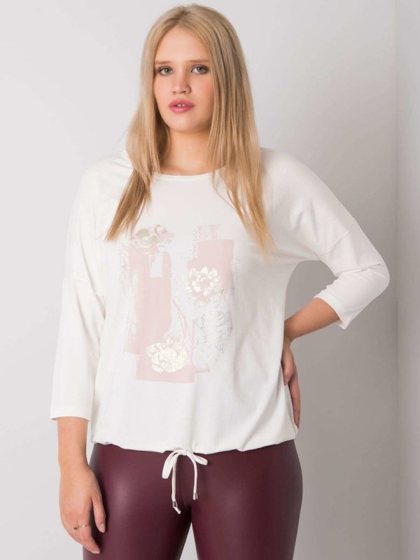 Ecru blouse plus size with print Ilida