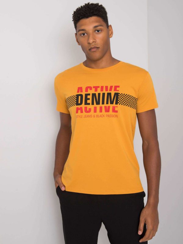 Men's mustard T-shirt with collin print