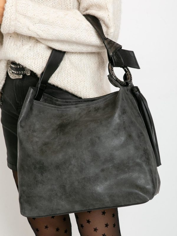 Dark Grey Eco Leather City Bag