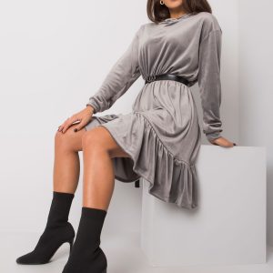 Grey velour dress with Casablanca belt