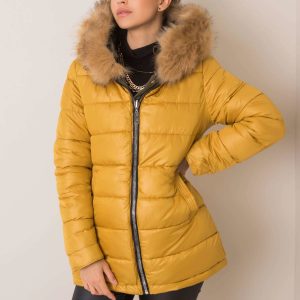 Khaki-yellow reversible Haydee parka jacket