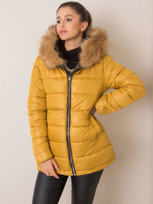 Khaki-yellow reversible Haydee parka jacket