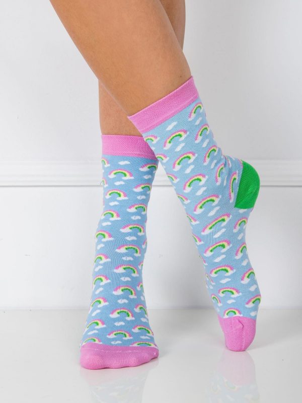 Blue Ladies Patterned Socks