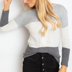 Gray-graphite sweater with wide stripes