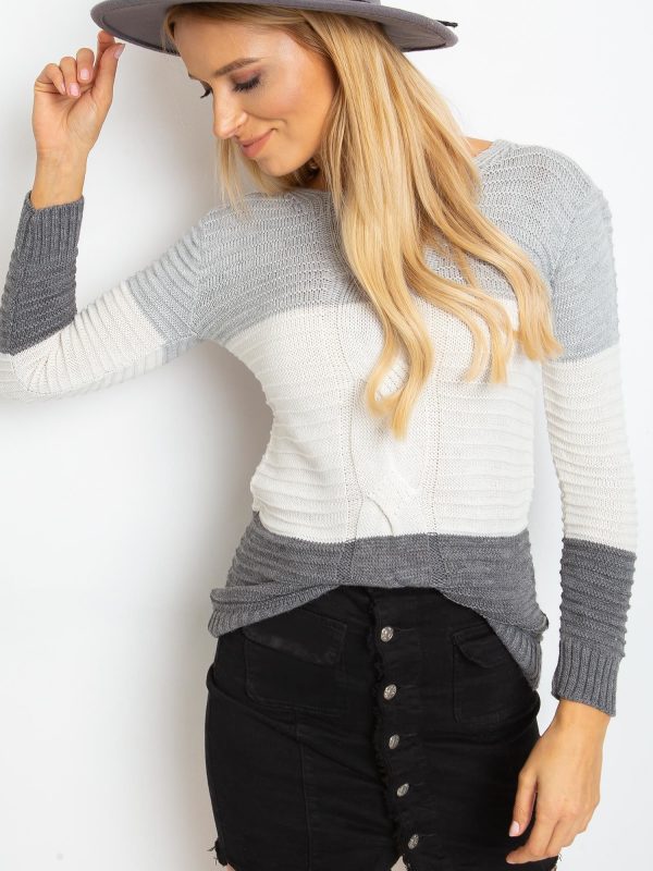 Gray-graphite sweater with wide stripes