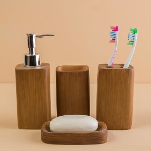 Brown Bathroom Accessories Set