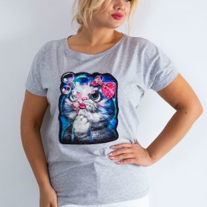 Grey T-shirt Adorable PLUS SIZE