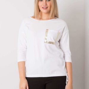 White plus size blouse with Haylie pocket