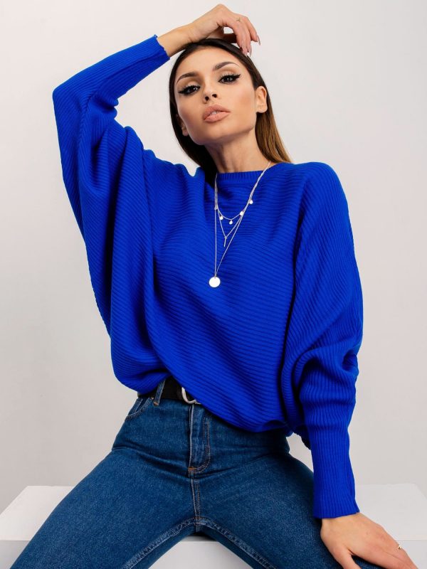 RUE PARIS Cobalt Sweater Pose