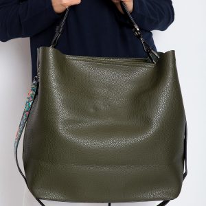 Dark green eco leather shopper