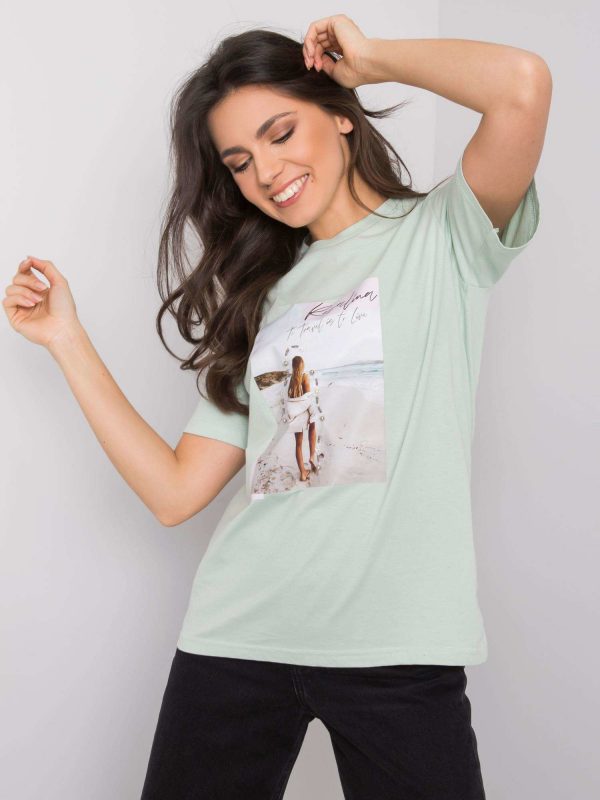 Mint T-shirt with print Travel