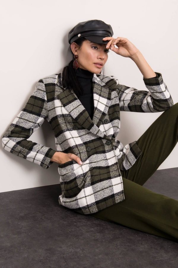 Khaki-Black Plaid Blazer BSL