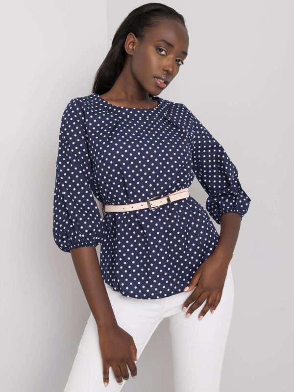 Navy blue polka dot blouse Maliyah