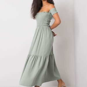 Pale green dress with ruffle Pallavi RUE PARIS