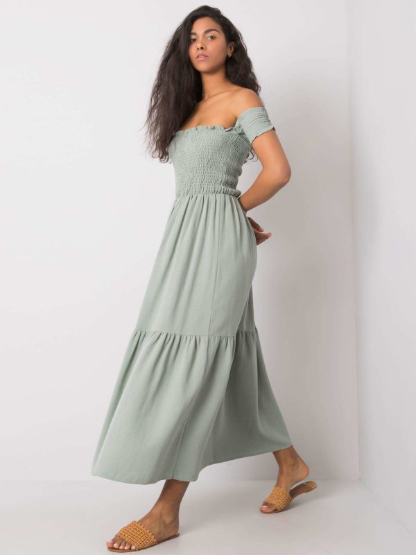 Pale green dress with ruffle Pallavi RUE PARIS