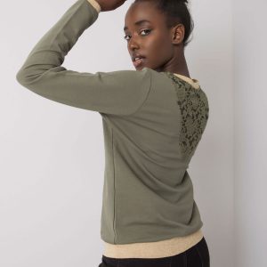 Khaki Cotton Sweatshirt with Trinny Lace