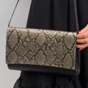 Black and gold eco-leather clutch