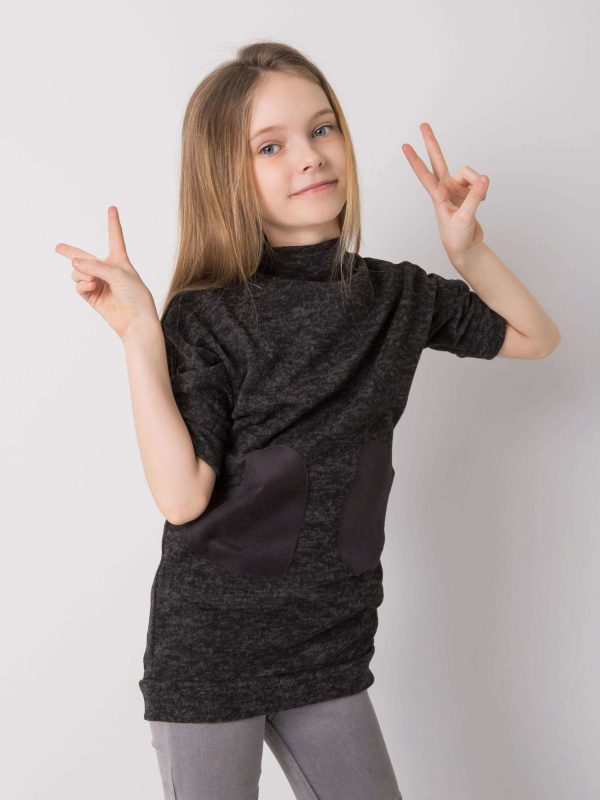 Black melange tunic for girl DODO KIDS