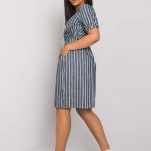 Chrissie Navy Plus Size Striped Dress