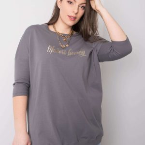 Dark Grey Plus Size Blouse with Beauty