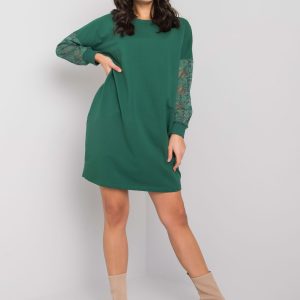 Dark green dress with lace sleeves by Alexxie RUE PARIS