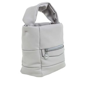 Grey eco-leather handbag with handle