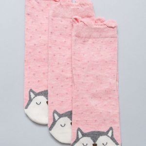 Pink Socks with Animals 3-Pack