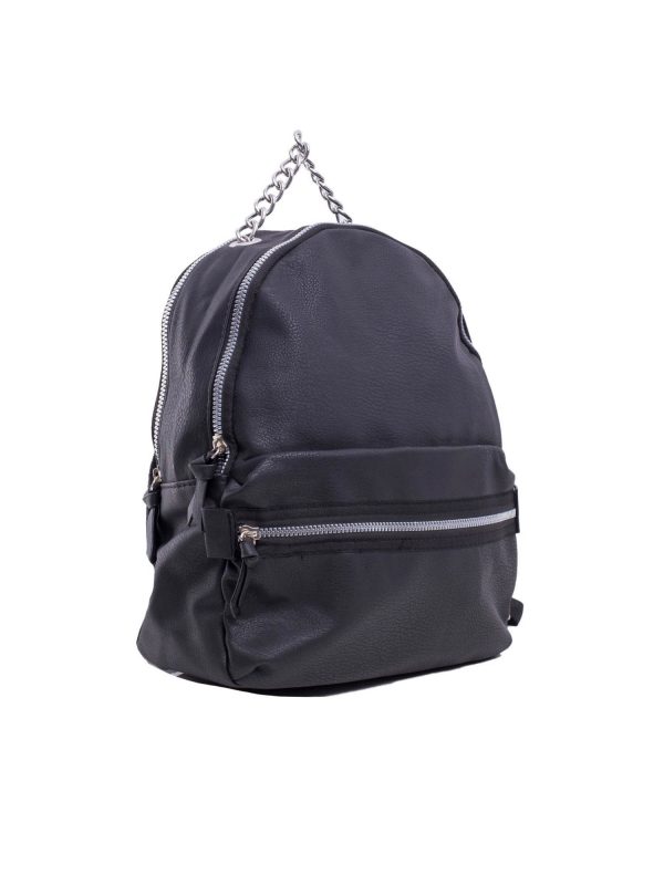 Black backpack with outer pocket