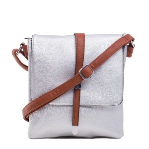 Silver Eco Leather Shoulder Bag