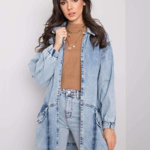 Light blue long denim jacket RUE PARIS