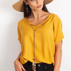 RUE PARIS Kiss mustard blouse