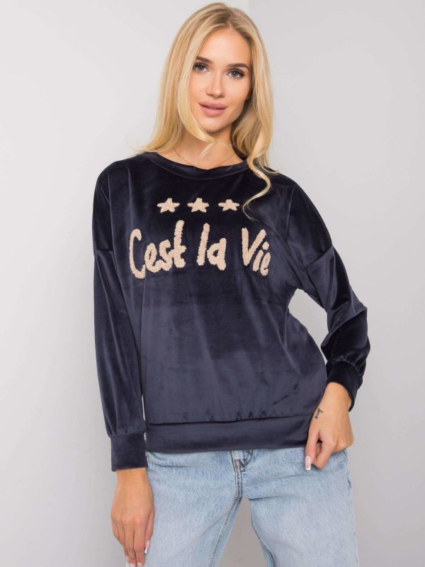 Navy blue Daveria velour sweatshirt