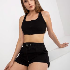 Black cotton crop top basic in stripes RUE PARIS