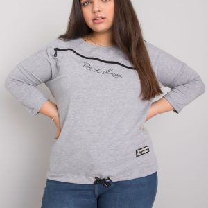 Grey melange blouse plus size Nova