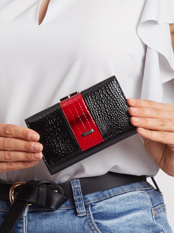 Black and red lacquered wallet