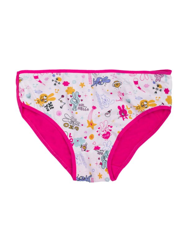 White and pink panties for girl in colorful patterns