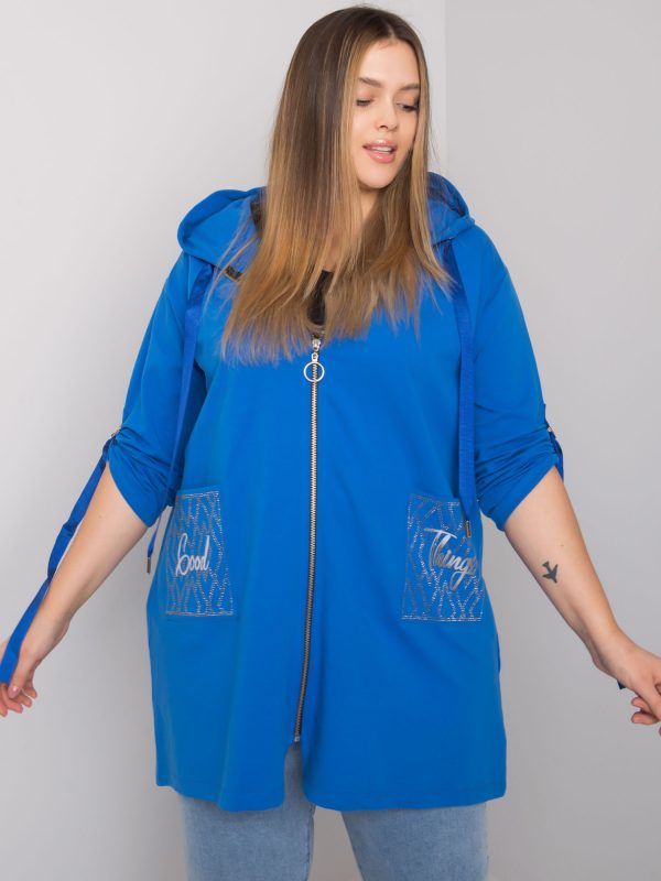 Dark Blue Plus Size Zurich Zipper Sweatshirt