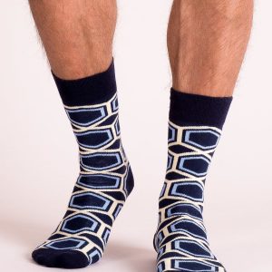 Navy Blue Patterned Men's Socks