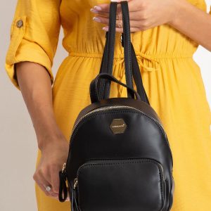 Women's Black Eco Leather Backpack