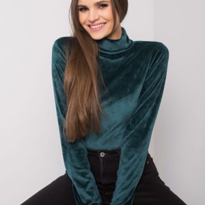 Green velour blouse with turtleneck Millau